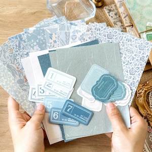 Paquete de papel de varios materiales retro, kit de papel para diario con diseño floral, papel de fondo, notas adhesivas para escribir, papel especial para álbumes de recortes, juego de 40 piezas