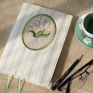 Lily of the Valley Patch Embroidery Notebook Protector A5 A6 B6 Planner Pocket Handmade Journal Blank Lined Page Floral Notebook Unique Gift