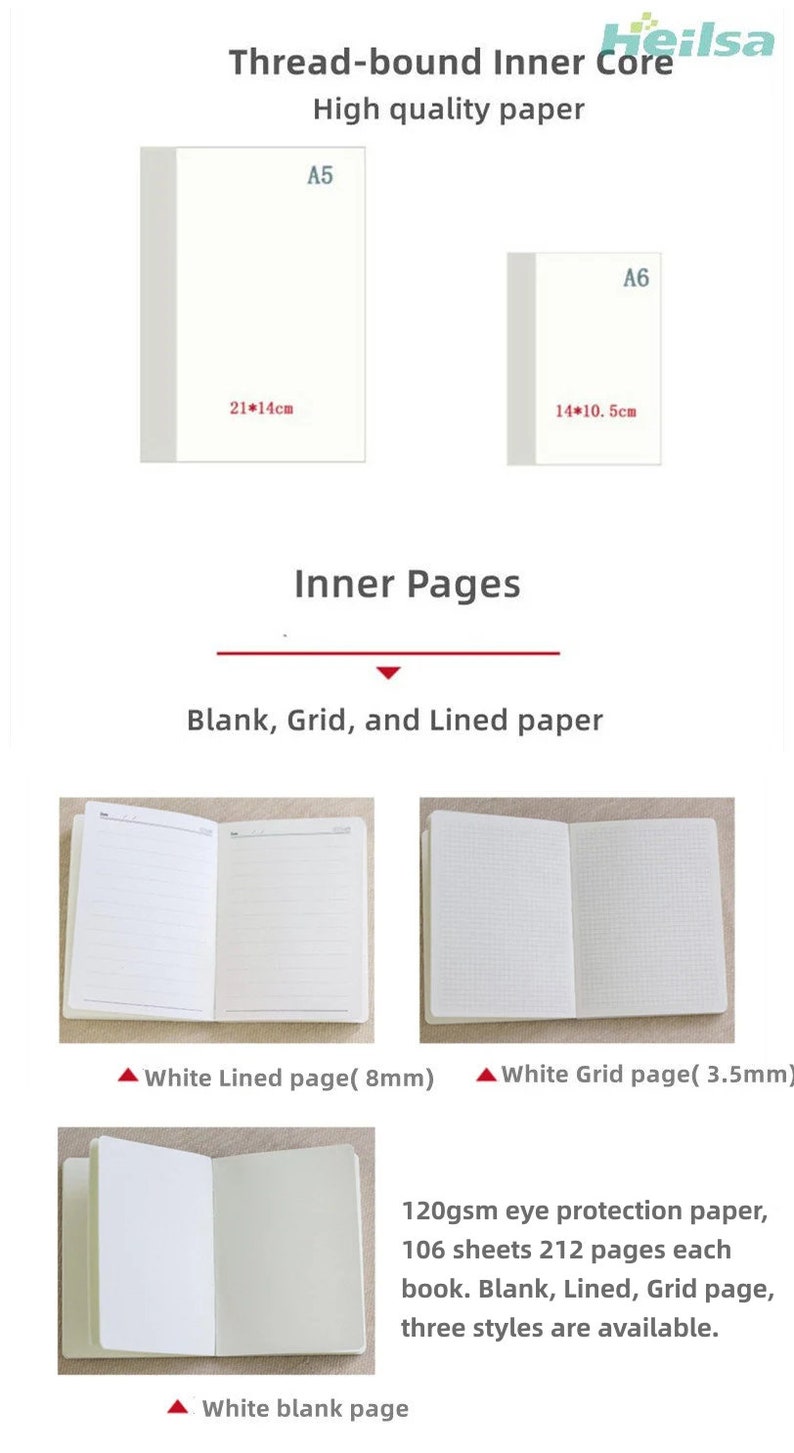 Literary Thread-bound A5 A6 Fabric Notebook Retro Binder Blank Grid Line Pages Journal Handmade Girl Pattern Dairy Book Notepad Gift for Her bild 10