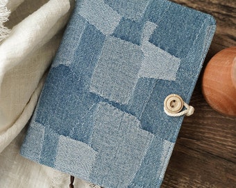 Denim Retro Imitation Patchwork Journal Notebook Portable Notepad Literary Diary Nook A5 A6 Loose-leaf Thread-bound Book Handmade Notebook