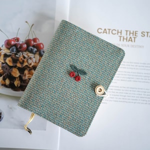 Light Green Woolen Notebook Fabric Surface Journal A5 A6 Vantage Traveler's Notebook Handmade Portable Notepad Cute Dairy Book Girly Gift