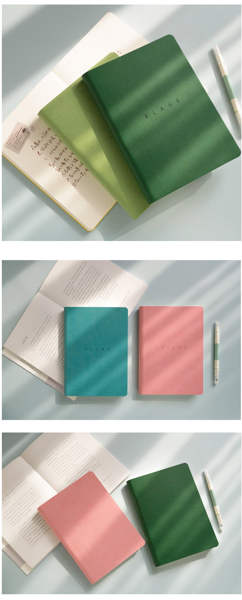 Blankt papper A5 PU-omslag Journal Mjukt omslag Anteckningsbok Grön Lila Blå Rosa Omslag Bok Modern Mejeri Enkel Anteckningsbok Planerare Bokmal Gåva bild 9