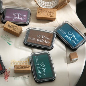Tamponi di inchiostro per timbri a colori retrò. Inchiostro pigmentato premium per scrapbooking con timbri in gomma, tavolozza pura nero rosso grigio blu verde marrone 12 colori