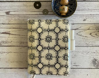 Elegant Anemone Embroidery Notebook Journal Cover A5 A6 B6 Weeks Thread-bound Hobo Midori Techo Five-Year Handmade Planner Cover Pen Loop