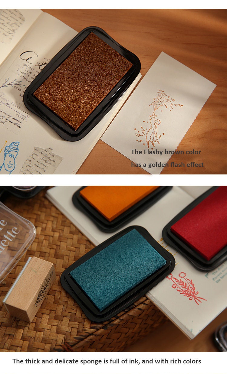 Retro Color Stamp Ink Pads. Premium Pigment Inkpad for Rubber