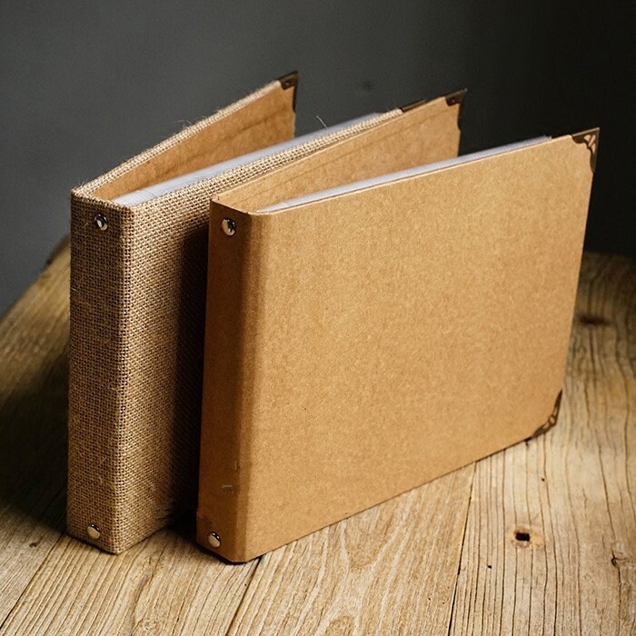 A4 Scrap Book Album, Kraft & Burlap Scrapbook. DIY Photo Album. Vintage Scrapbook. Our Adventure Book. Wedding Photo Album Personalized