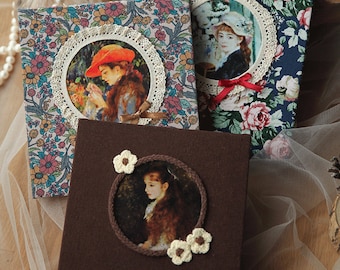 Personalized Accordion Photo Album Vintage Flower Fabric Hardcover Scrapbook Album Handmade Wedding, Travel, Friends, Birthday, Anniversary