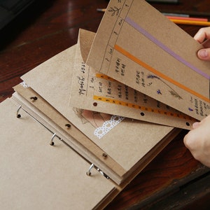 Álbum de recortes hecho a mano tamaño A5 con páginas plegables, diario personalizado, cuaderno de hojas sueltas, cuaderno de bocetos Kraft, diario de viaje, regalo de graduación