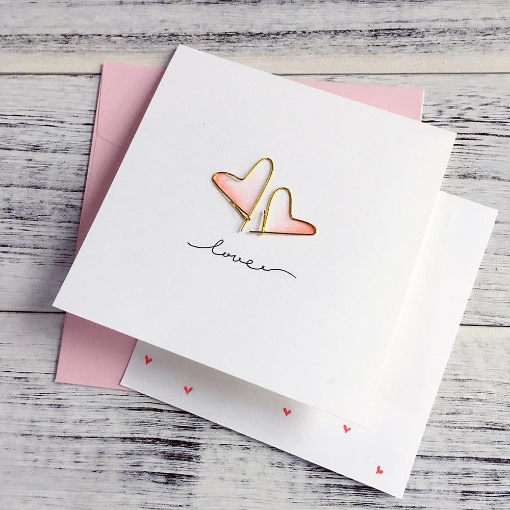 Love & Kiss Cards and Envelopes Personalized Greeting Card Gift Set Anniversary Card Minimalist Cards Romantic Valentines Card I Love You