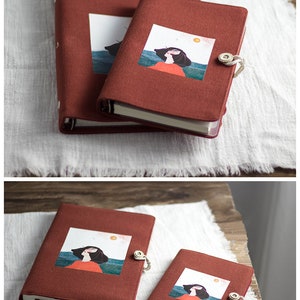 Literary Thread-bound A5 A6 Fabric Notebook Retro Binder Blank Grid Line Pages Journal Handmade Girl Pattern Dairy Book Notepad Gift for Her bild 7