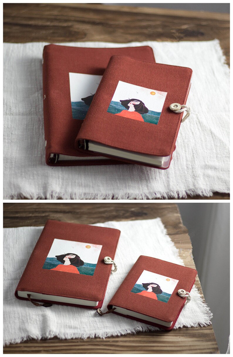 Literary Thread-bound A5 A6 Fabric Notebook Retro Binder Blank Grid Line Pages Journal Handmade Girl Pattern Dairy Book Notepad Gift for Her bild 7