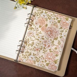 Bloemenprint Ritstas A5 A6 A7 | Stoffen Plannerverdeler | Etui voor Ringband | Opbergtas | Houder voor Journaling Accessoires | 36 kleuren afbeelding 3