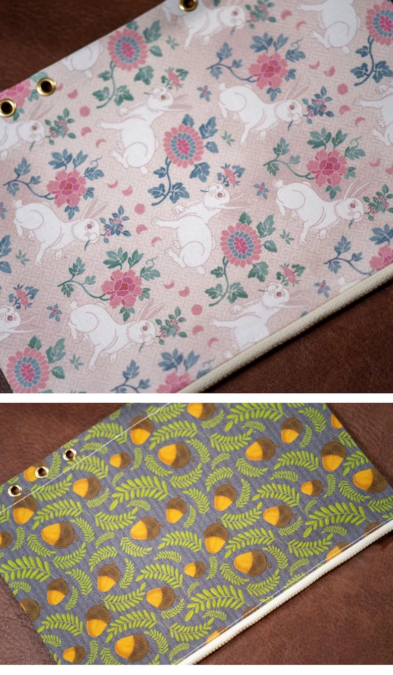 Bloemenprint Ritstas A5 A6 A7 | Stoffen Plannerverdeler | Etui voor Ringband | Opbergtas | Houder voor Journaling Accessoires | 36 kleuren afbeelding 18
