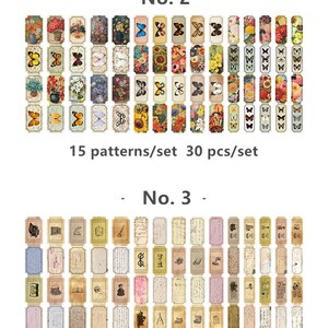 Retro Shaped Stickers Set 30 Pieces 8 Styles Stickers Rich Patterns Map ...