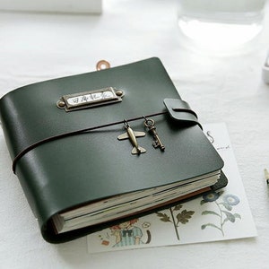 Cuaderno de bocetos de acuarela hecho a mano de tamaño pequeño, álbum de recortes con cubierta de PU portátil, diario personalizado, cuaderno de hojas sueltas, planificador de diario de viaje