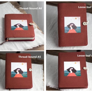 Literary Thread-bound A5 A6 Fabric Notebook Retro Binder Blank Grid Line Pages Journal Handmade Girl Pattern Dairy Book Notepad Gift for Her bild 8
