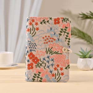 Fresh Fabric Journal with Embroidery Flower A6 A5 Handmade Portable Notepad Floral Refillable Notebook Embroidered Dairy Book Gift for her