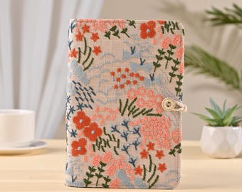 Fresh Fabric Journal with Embroidery Flower A6 A5 Handmade Portable Notepad Floral Refillable Notebook Embroidered Dairy Book Gift for her