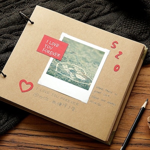40P Nuestro libro de aventuras. Álbum de recortes. Álbum de fotos hecho a mano. Libro de recuerdos. Libro de visitas de boda. Álbum de recortes Kraft. Álbum de bebés. Regalo de graduación.