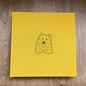 Personalized Pet Portrait Embroidery Scrapbook. Yellow Dog Memorial Photo Album, Handmade Pet Lover Pet Dog Photo Book. Gift for Pet Owner