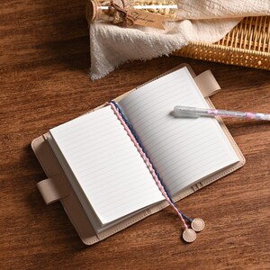 Retro Rose Handmade Notebook Journal Cover A6 A5 B6 Weeks Book Planner Cover Leather Interior for Hobonichi Midori with Pen Loop & Pockets image 4