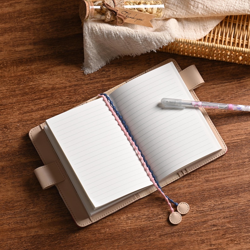 Retro Rose Handmade Notebook Journal Cover A6 A5 B6 Weeks Book Planner Cover Leather Interior for Hobonichi Midori with Pen Loop & Pockets image 4