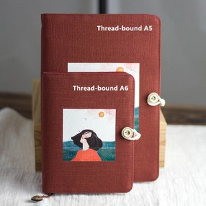 Literary Thread-bound A5 A6 Fabric Notebook Retro Binder Blank Grid Line Pages Journal Handmade Girl Pattern Dairy Book Notepad Gift for Her bild 3