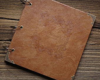 Faux Leather Scrapbook Album: Vintage Guest Book, Travel Memory Book