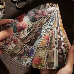 Bolsa adesiva em formato especial, 40 peças, vantage, material decorativo, floral, feriado, carta pictórica, adesivo retrô, colagem, material diy