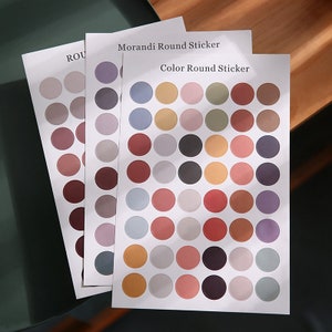 Morandi Round Stickers. Dots Sticker. Circle Bullet Journal Stickers, Bujo stickers, Aesthetic stickers, Color palette, Stationary stickers