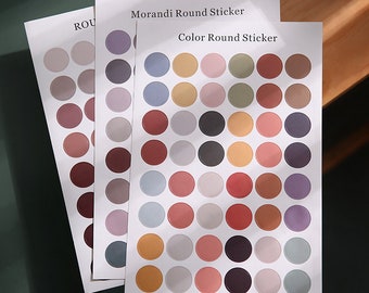 Morandi Round Stickers. Dots Sticker. Circle Bullet Journal Stickers, Bujo stickers, Aesthetic stickers, Color palette, Stationary stickers