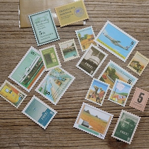 Adesivi retrò da viaggio con francobolli postali. Adesivi decorativi per album fotografici, Bullet Journal, Planner, adesivi per scrapbooking, cancelleria, 18 pezzi