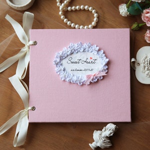 Wedding Scrapbook Album Personalized Linen Memory Book Couple Scrapbook Wedding Guest Book Anniversary Engagement Scrapbook Gift for Her