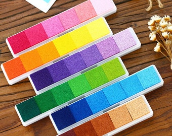 6 Farben Candy Color Streifen Farbverlauf Stempelkissen, Fingerabdruck Stempelkissen, DIY Siegel, Mehrzweck Stempelkissen, Regenbogen Stempelkissen, Stempelkissen