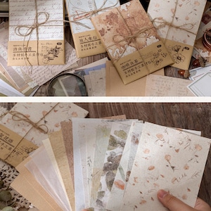 Vintage Background Paper Material Pack Ephemera Junk Journaling Supplies Parchment Textured Paper Craft Collage Scrapbooking Set of 30 Pcs image 6