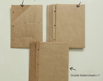 A5 Vertical Kraft Folded Sheets Set Double Triple Folded Page Storage Bag Watercolor Paper for Photo Album, Scrapbooks & Journal 15.5*21.5cm