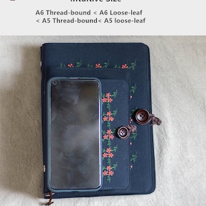 Original Embroidery Flower Journal Loose-leaf A6 A5 Handmade Notebook Literary Portable Notepad Diary Book Cloth Ephemera Book Special Gift image 5