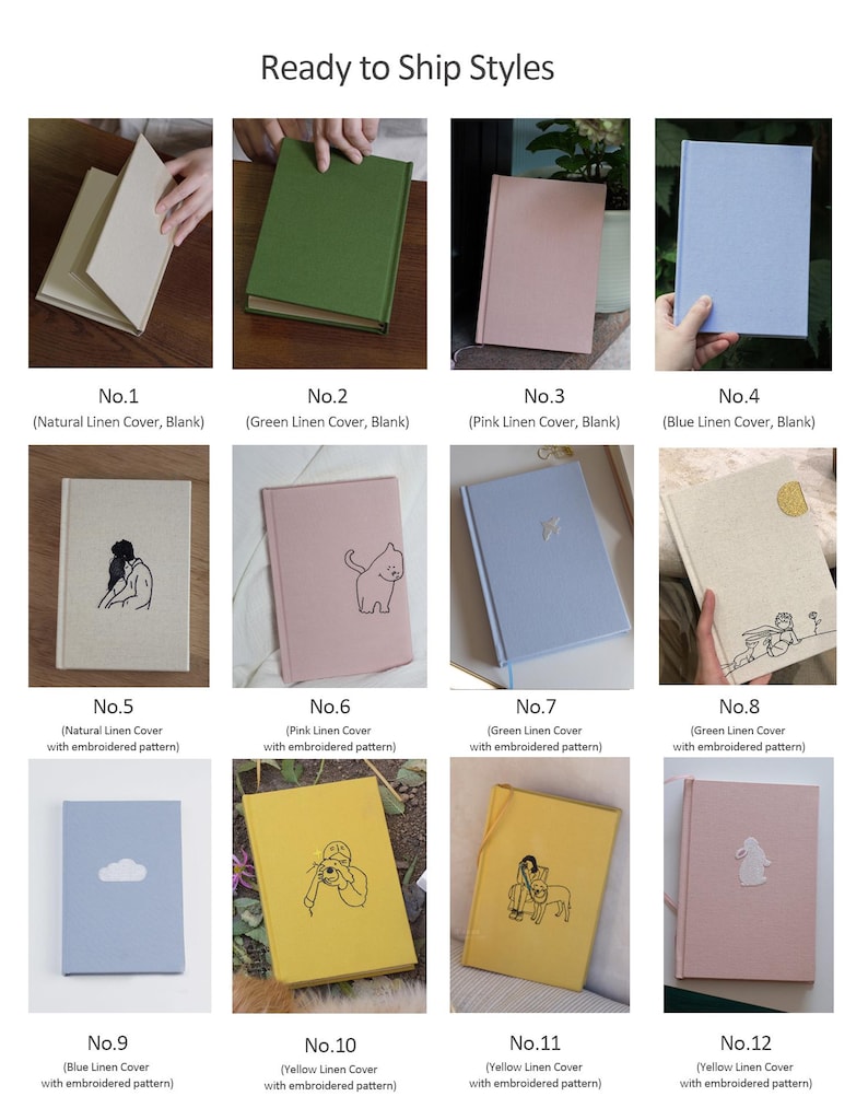 Personalized Embroidery Linen Notebook Journal Hard Cover Large Sketchbook Blank Pages Lined Journal Handmade Gift For Him/Her Any Occasion image 10