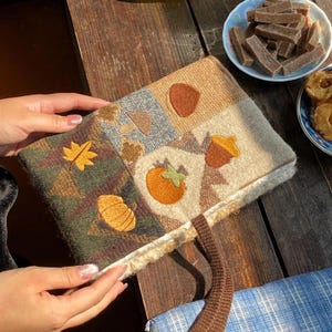 A5 Original Patchwork Notebook Cover with Embroidery Autumn Fruit Vantage Handmade Fabric Journal Refillable Notepad Book Cover Holiday Gift