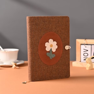 Woolen Plaid Patchwork Fabric Journal A6 A5 Knitted Flower Corduroy Notebook Retro Loose-leaf Notepad Lined Dotted Blank Notebook Cute Dairy