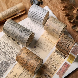 Taśma Washi do Planera Retro, szerokie numery, litery, papier gazetowy, taśma Washi, dekoracyjna taśma maskująca do planera, dziennika i scrapbookingu, 23 kolory