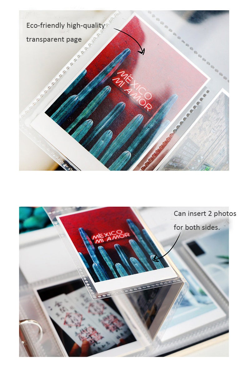Instax Mini Photo Album. 360 Photos Instax Photo Album With Sleeves. Modern Wedding Photo Album 4x6 Insert. Pocket Fuji Polaroid Photo album image 5