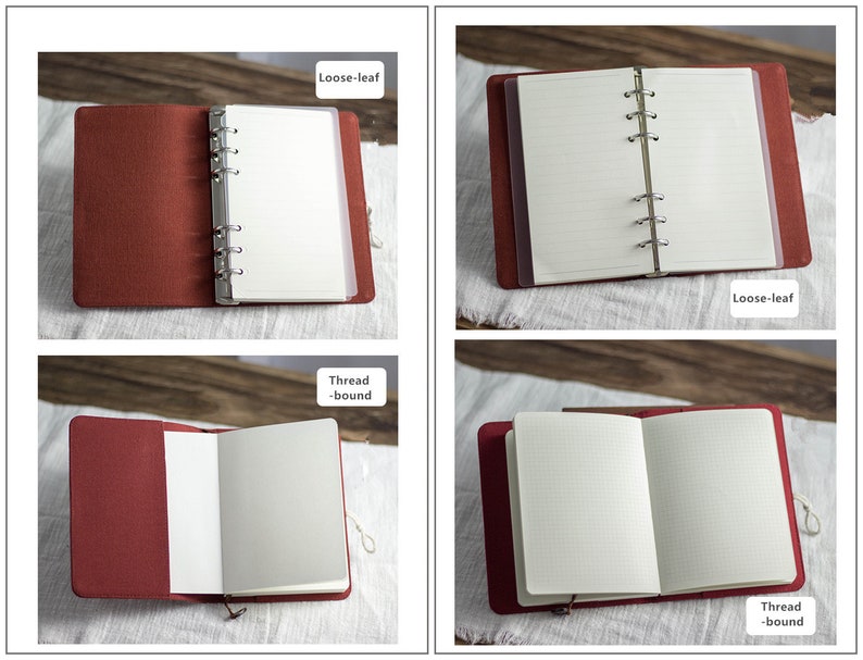 Literary Thread-bound A5 A6 Fabric Notebook Retro Binder Blank Grid Line Pages Journal Handmade Girl Pattern Dairy Book Notepad Gift for Her bild 6