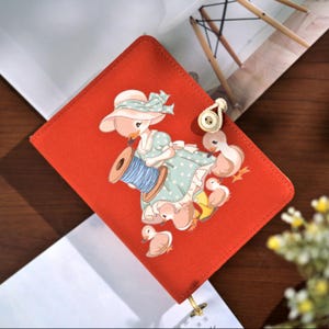 A5 Fabric Notebook Journal with Cute Ducks, Cloth Diary, Portable Notepad, Refillable Planner, A5 Sketchbook Blank Lined Grid Dotted Paper