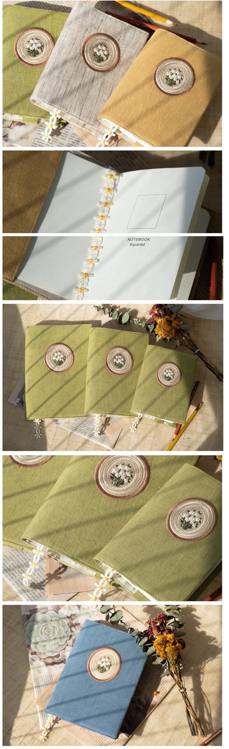 Daisy Calendula Journal Cover Embroidery A5 B6 A6 Notebook Protector ...