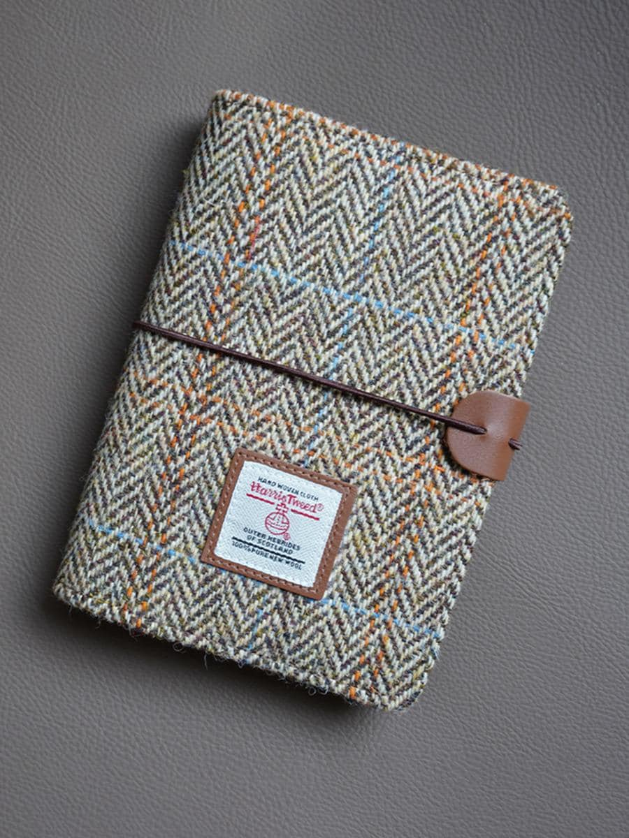 Heritage Traditions A6 Lined Notebook - Grey Herringbone Tweed Cover, 14.5x9.5cm, Wool Blend