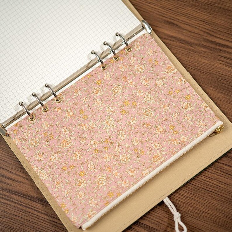 Bloemenprint Ritstas A5 A6 A7 | Stoffen Plannerverdeler | Etui voor Ringband | Opbergtas | Houder voor Journaling Accessoires | 36 kleuren afbeelding 4