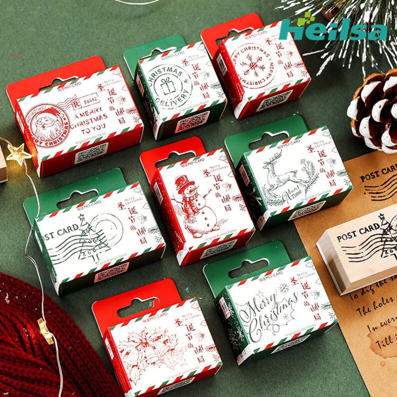 8 Color Christmas Post Office Wood Rubber Stamps. Christmas Etsy