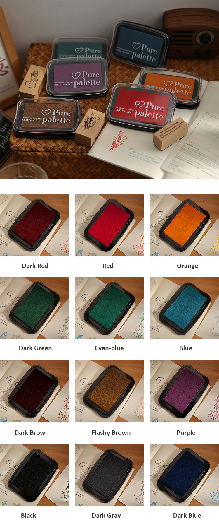 Giverny Green Palette Hybrid Ink Pad - Deep Red Stamps