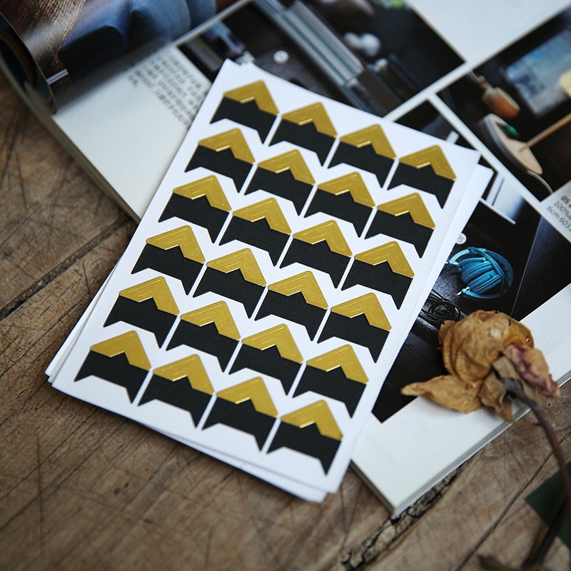 Diy Album Accessories Photo Corner Stickers 3 Sheets/72pcs Yellow